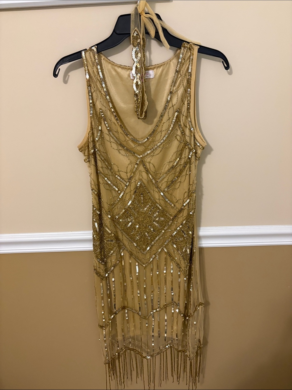 Beaded Gold Fringe Gatsby/Flapper Dress (Headband Included)